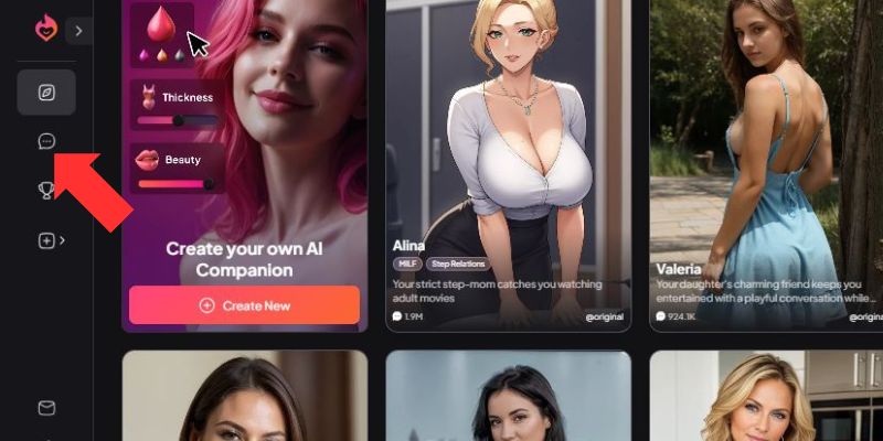 Korak 1 Izaberite dugme za ćaskanje sa leve strane